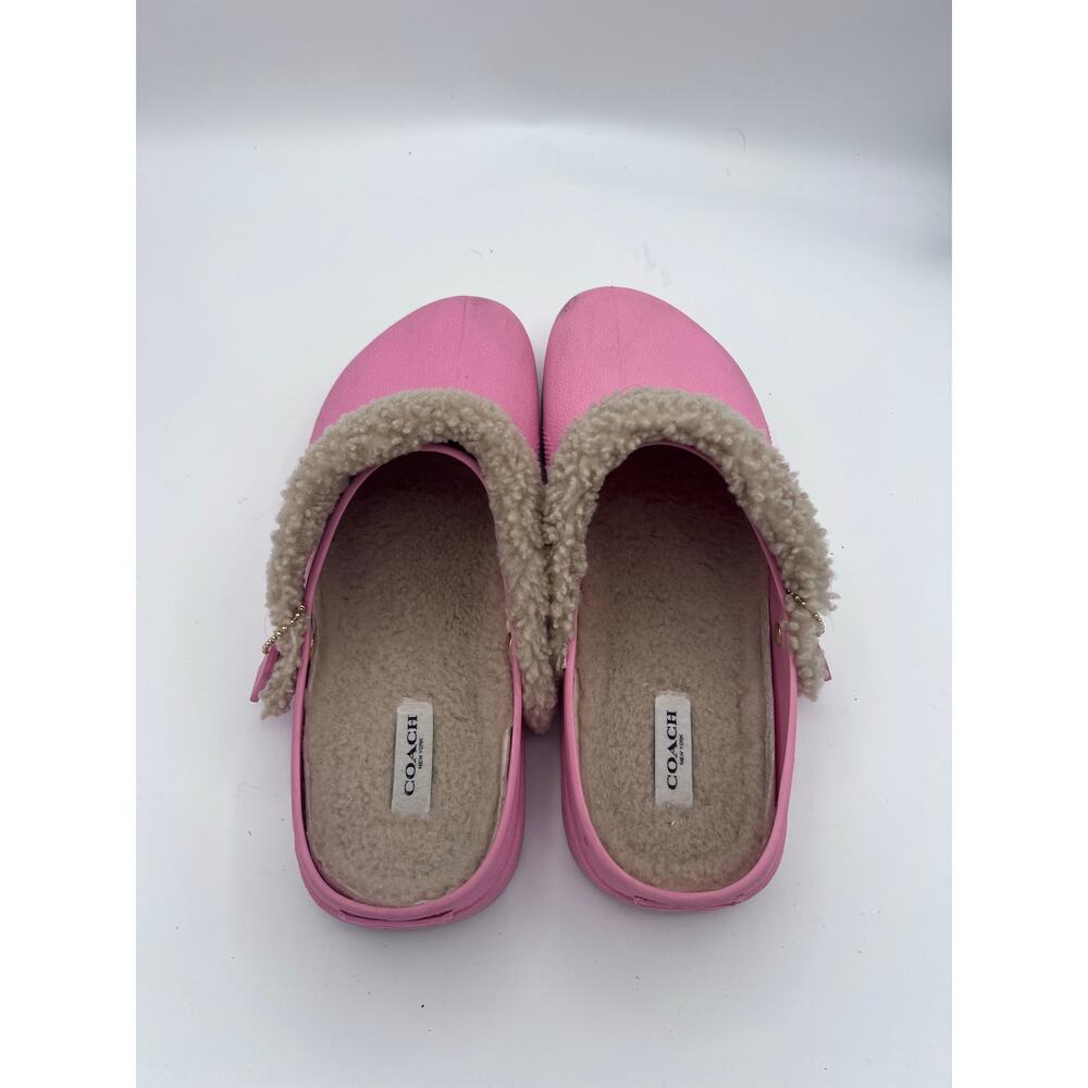 Coach Pink Shearling-Lined Clogs, size 11 - Picture 2 of 7